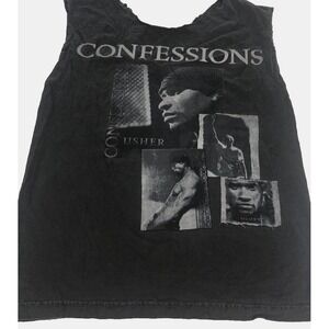 Vintage Usher Confessions Men's Muscle Shirt Small Distressed Graphic R&B Black